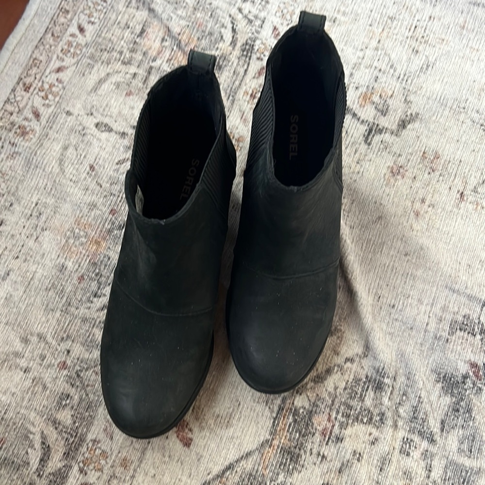 Black Sorel Joan of Artic wedge booties